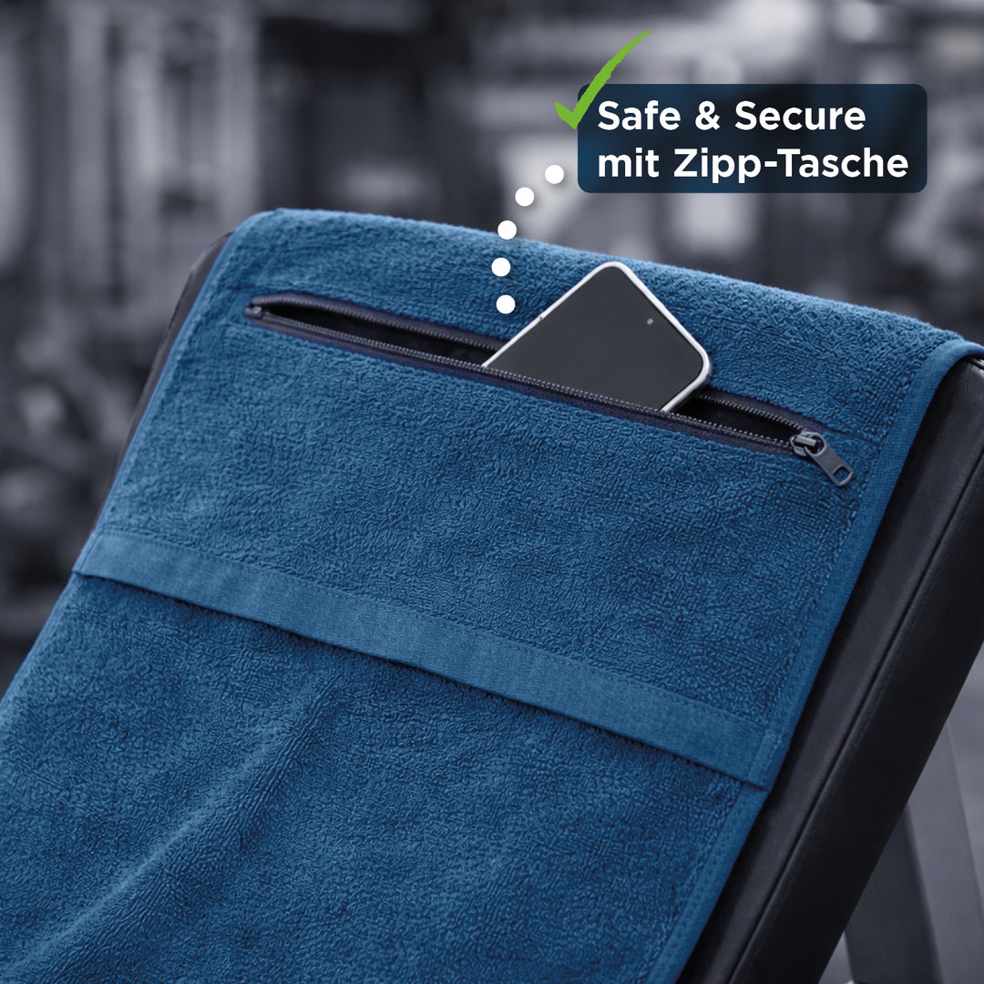 Bahmann Fitnesshandtuch mit Magnet & Reißverschlusstasche